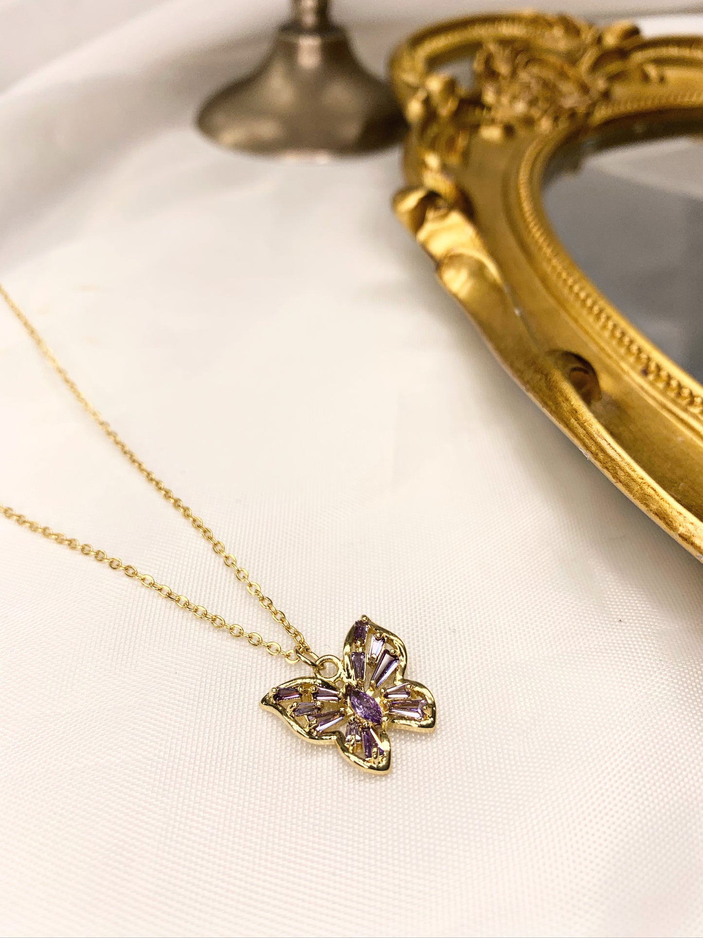 Lavender Crystal Butterfly Necklace