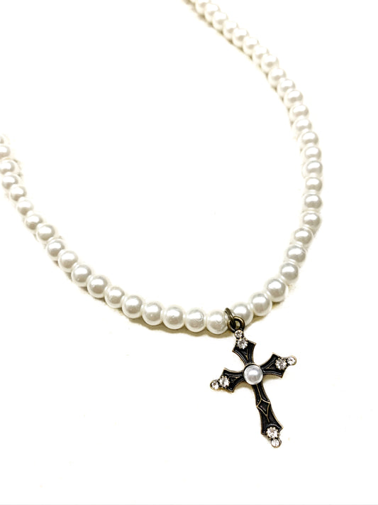 Cross Pearl Necklace
