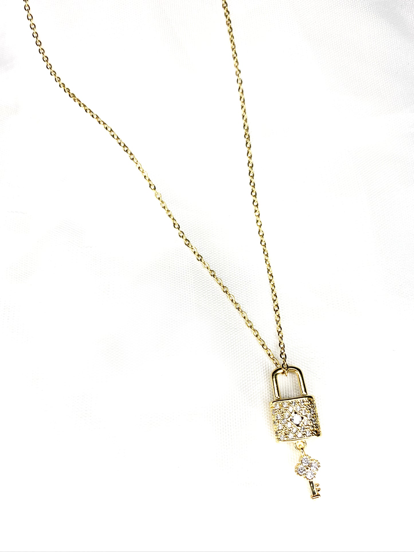Lock and Key Pavé Necklace