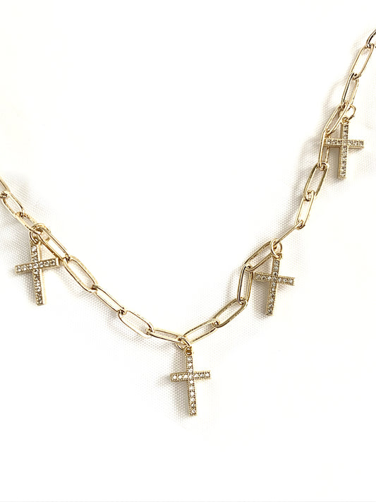 Gold Multi Cross Choker