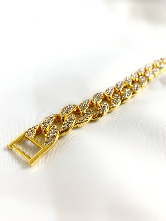 Gold Iced Cuban Link Bracelet