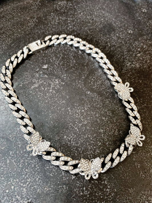 Silver Mariposa Cuban Link