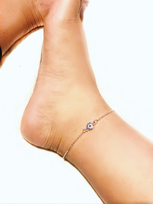 Silver Evil Eye Anklet