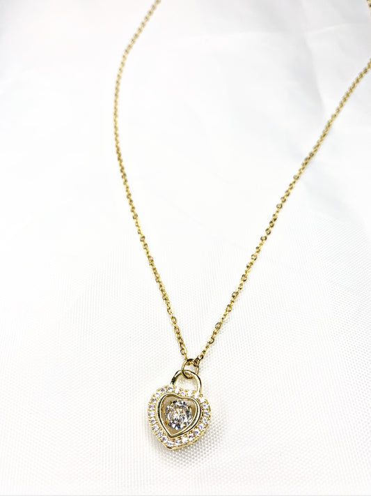 Gold Heart Lock Necklace