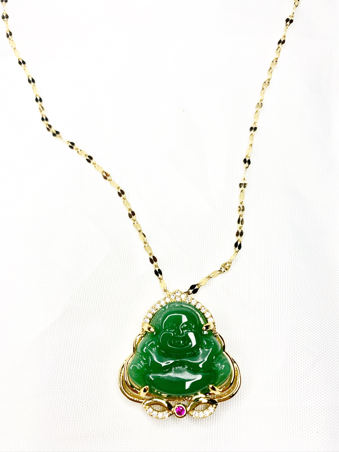 Gold Pavé Buddha Necklace