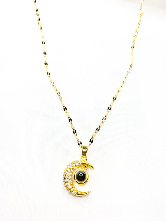 Gold Moon Pavé Necklace
