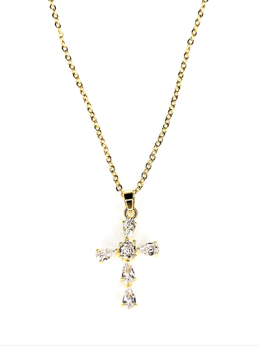 Gold Pavé Cross Necklace