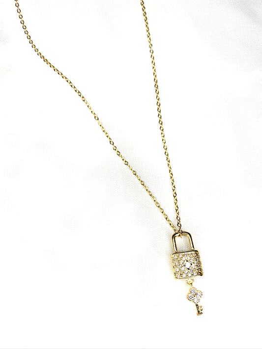 Lock and Key Pavé Necklace